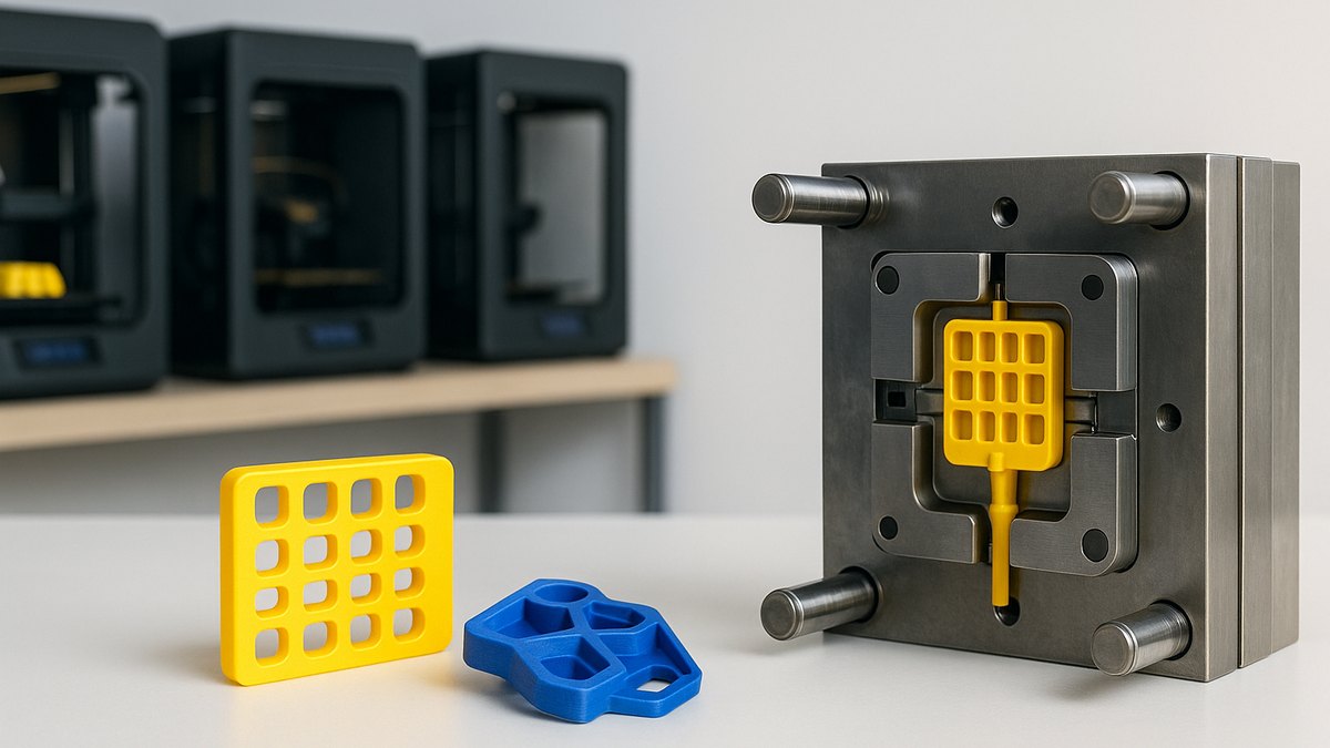 Comparatif visuel injection plastique et impression 3D : deux logiques de coûts distinctes.