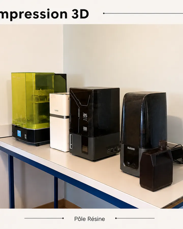 Pôle résine de l'atelier ImprimeZen3D pour impressions 3D détaillées et pièces de présentation