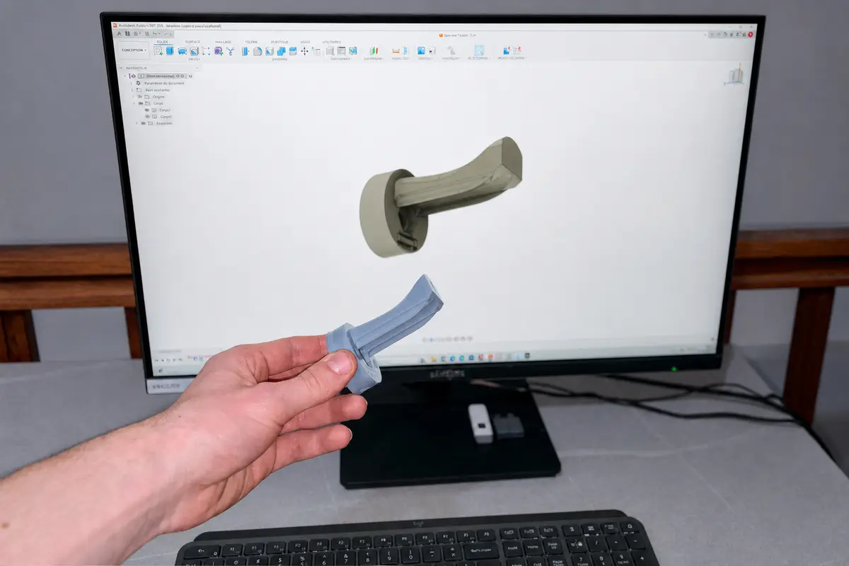 Modélisation CAO d'une pièce réelle avant impression 3D chez ImprimeZen3D