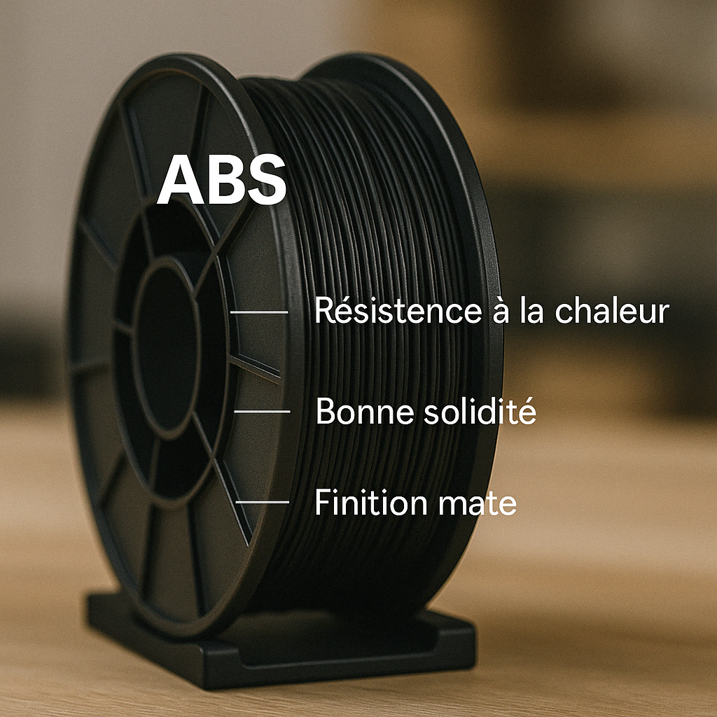 Bobine de filament ABS et pièces techniques imprimées