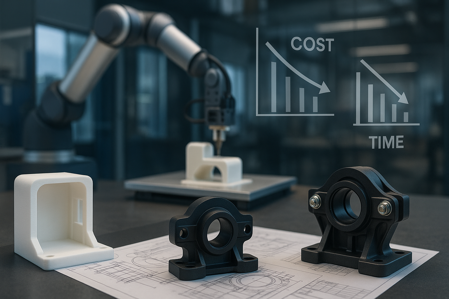 Prototypes imprimés en 3D de différentes technologies