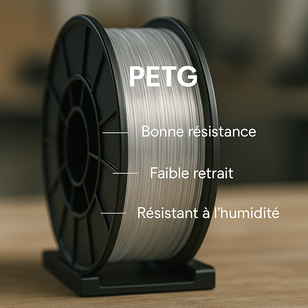 Filament PETG transparent et pièces imprimées résistantes