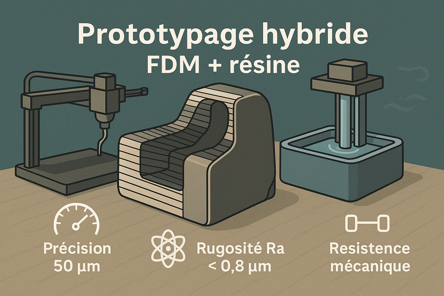 Prototype 3D hybride filament-résine réalisé par ImprimeZen3D